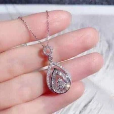 2Ct Pear Cut Lab Created Diamond Women's Pendant Necklace 14k White Gold Plated