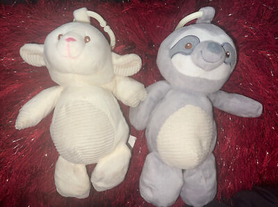 Kellytoy Baby Plush Rattle Lot (2) Lamb And Sloth Both 10" W/Clip On | eBay