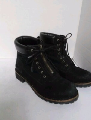 Black‎ Suede Combat Boots Side Zip Lace-Up Design Rugged Sole Winter Ankle Boots BOGNER - Sapporo suede and leather combat boots | Plush main image 4