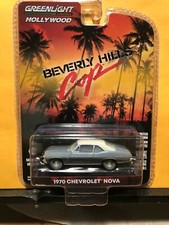 1/64 GREENLIGHT HOLLYWOOD BEVERLY HILLS COP 1970 CHEVROLET NOVA BLUE & WHITE