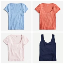 NWT J.CREW WOMEN '90s Cropped Slub Cotton Scoopneck T-shirts & Tanks, Sizes S, M