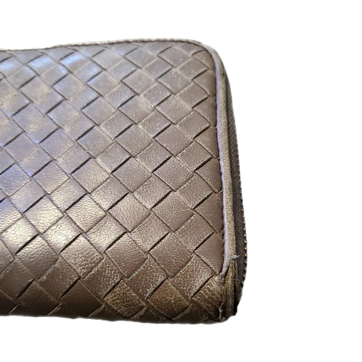 BOTTEGA VENETA★Gray Leather Intercciaco Long Wallet Bottega Veneta Bi-fold Long Wallet Grey Intrecciato 676593 f