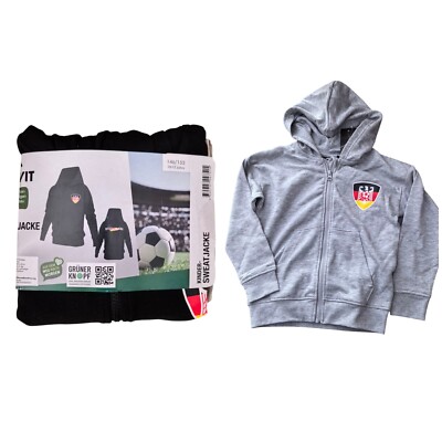 Crivit Kinder Sweatjacke Deutschland mit Baumwolle Kapuze 98-152 Grau Schwarz