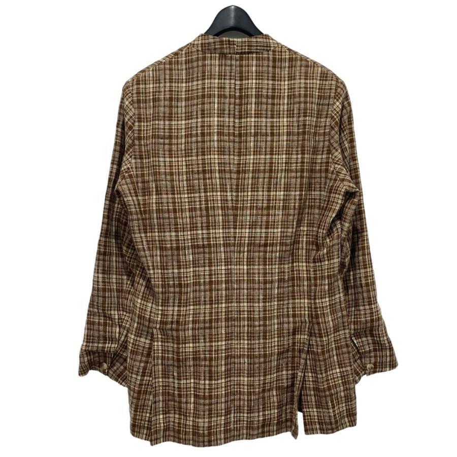 AURALEE LINEN SILK CHECK NOCOLLAR JACKET