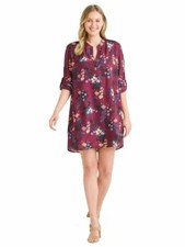 new TOLANI burgundy floral shift dress roll shirt 3X SOLDOUT