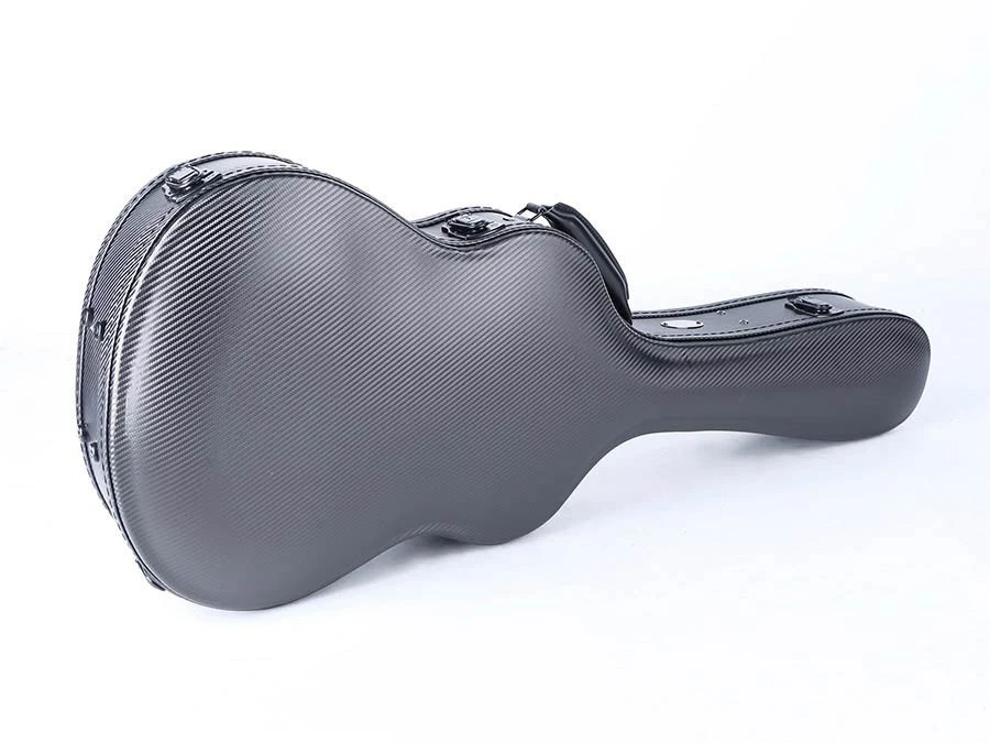 Gitarrenkoffer Dreadnought Akustikgitarre Holz Carbon Look Silbergrau Plüsch