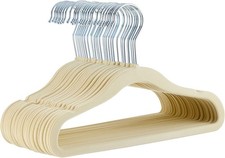 Amazon Basics kids velvet 11.6 in non-slip hangers, beige, 30-pack for baby.