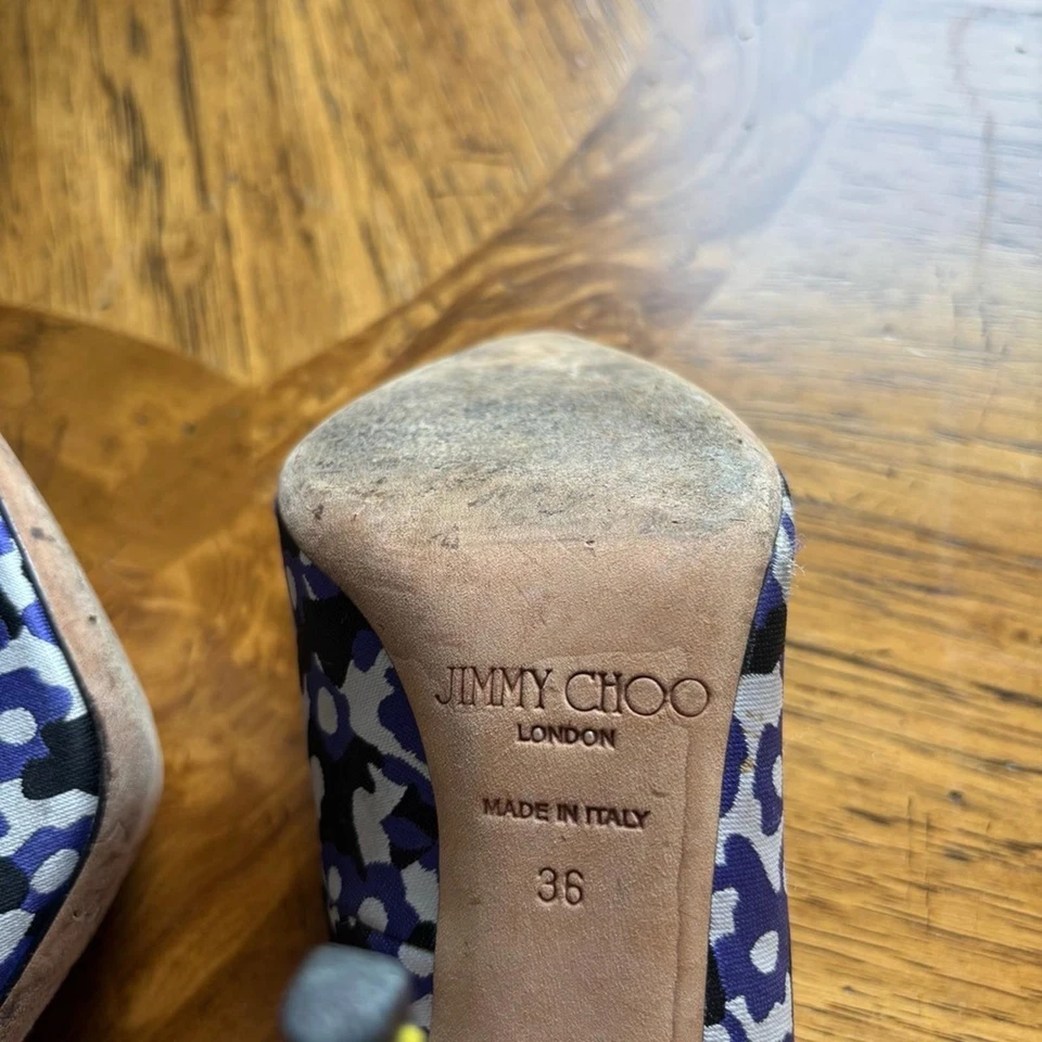 Zapatos de tacón alto Jimmy Choo multicolor estampado floral sin cordones punta 36 Foto 3 de 4
