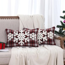 12X20 Christmas Snowflake Lumbar Throw Pillow Covers 12" x 20" Pack of 2 Red