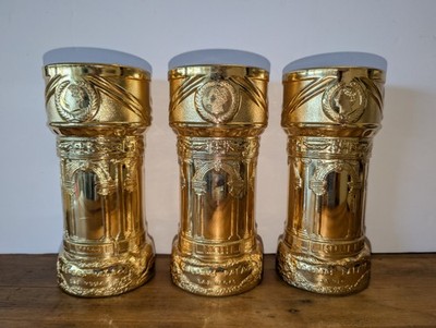Vintage Caesars Palace Las Vegas Gold Plated Glass Goblets Roman Casino Barware