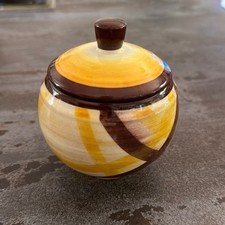 Vernon Kilns sugar container yellow made in USA MCM retro