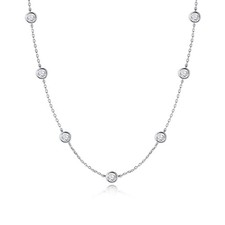 5.0ct Round Cut Lab‑Created Diamond Test Pass 925 Silver Station Necklace
