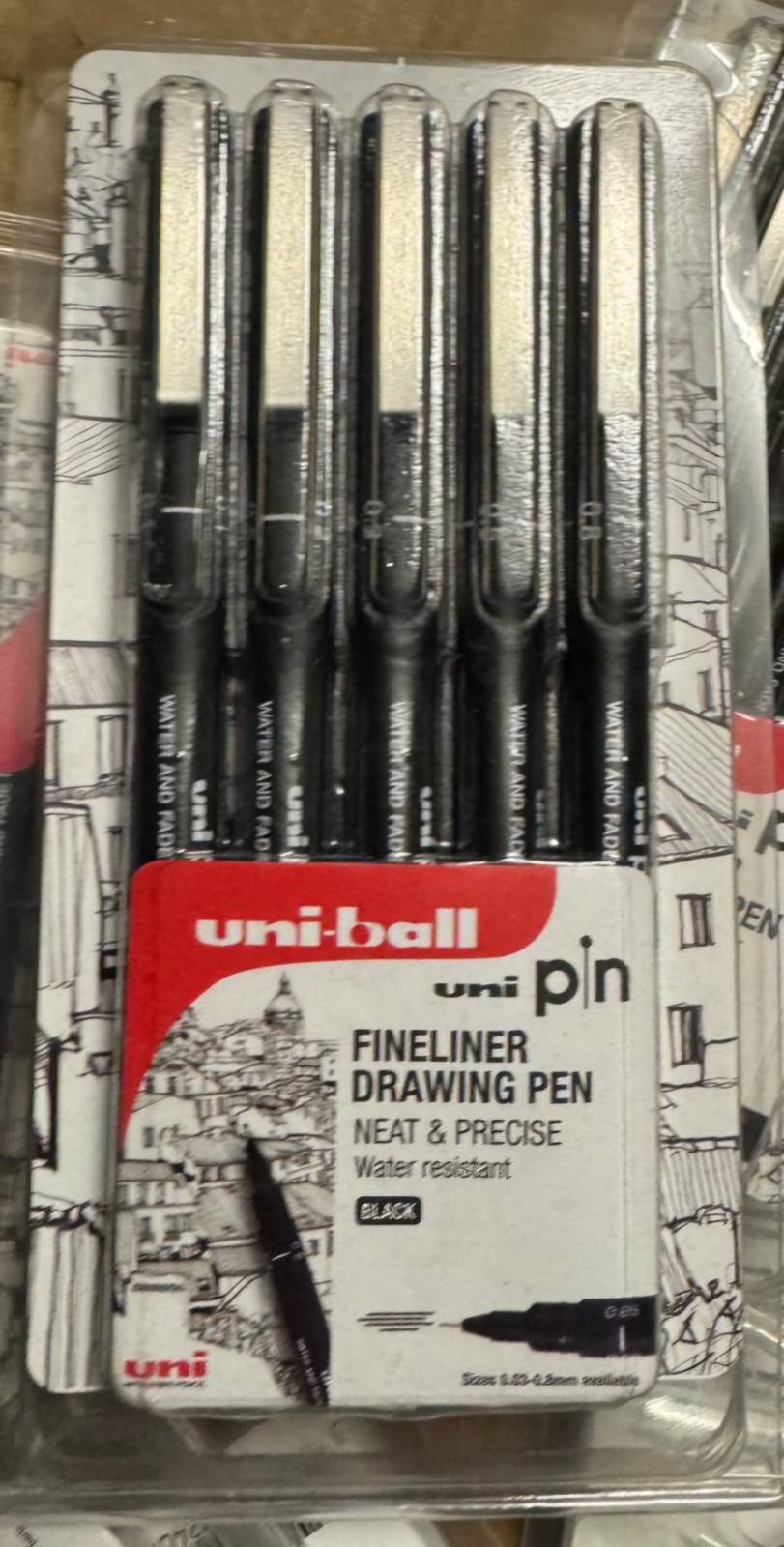Uni-Ball Uni-Pin 5Pc Clampack Set, Black Fine Line 0.5Mm Pen And 4 Brush Tip Pens In Assorted Colours (Black/Sepia/Light Grey/Dark Grey) - Image 3
