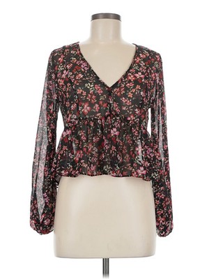 Stradivarius Women Black Long Sleeve Blouse M