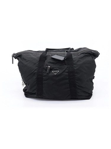 Prada Women Black Nylon and Saffiano Leather Duffle Bag One Size