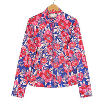 Sigrid Olsen Golf Tennis Jacket Womens XL Floral Full Zip Thumbholes NWT Stretch