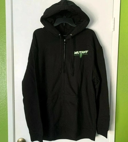 Monster Energy Drink Mutant Hoodie Size XL Full Zip Hooded Sweater Black NEW