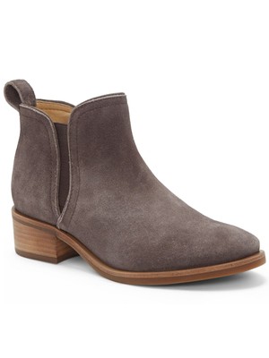 LUCKY BRAND Womens Gray Pogan Stacked Heel Slip On Leather Booties 8 M