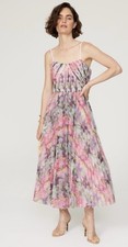 $392 Hutch Tea length Chiffon Floral Gown Pink Vita Dress Size 4