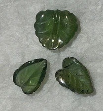Green Tourmaline leaf carvings - Lot of 3 loose gemstones