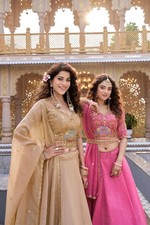 Women Designer Pure Crunchy Lehenga Choli Heavy Moti Sequins Ethnic Wedding