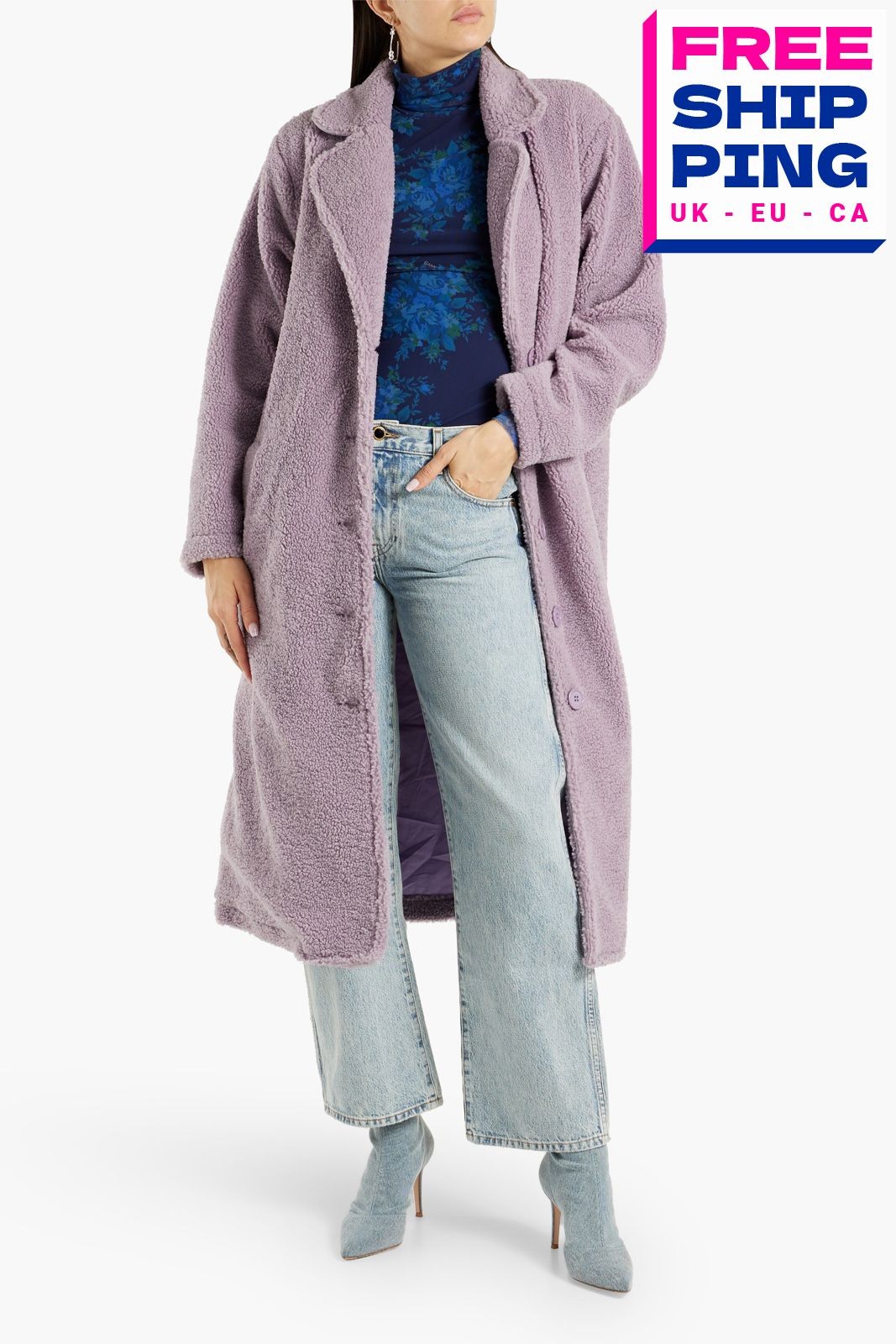 RRP€600 V By MUUBAA Sherpa Coat UK12 US8 IT44 L Fully Lined Collared Pockets