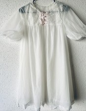 Vintage Vanity Fair Double Sheer Chiffon Lace Bodied White Robe Size Small