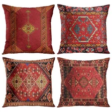 Throw Pillow Covers Geometric Kilim Moroccan Home Decor Set of 4 Oriental Ika...