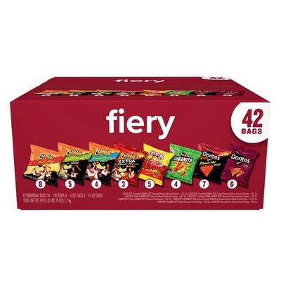 Fiery Mix Variety Snacks 1 oz Bags 42 Count Multipack Hot Spicy Assorted Flavor