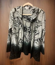 Kamana Hooded Cardigan Sz S Distressed Zip Asymmetrical Hem Boho Artsy  Pockets