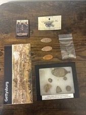 Gettysburg Souvenir Lot Artifacts, Bullet, Collectible Pennies, Magnet, Pin, Map
