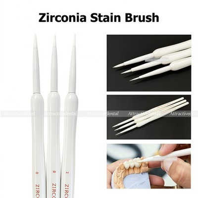 Zirconia Stain Brush Dental Denture Staining Brushes Synthetic Pens White Color