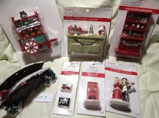 Ashland Tiny Treasures Christmas Lot #7 Cart/Shelf/Bridge/Figure/Pillow/Mailbox