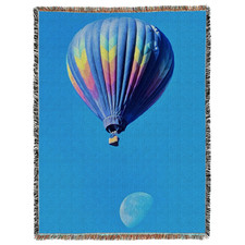 Hot Air Balloon Moon Oversized Woven Tapestry Blanket 60x80 Made in USA