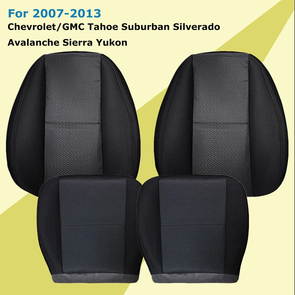 Front Bottom-Top Seat Cover Black For 2010 2011 2012 Chevy Silverado 1500 2500 - Image 2 of 4