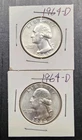 1964 D Washington Quarters Both Coins Included In Auction Uncirculated
