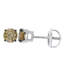 Le Vian 14K White Gold Round Stud Earrings for Women 1 Carat Chocolate Diamond