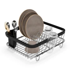 Umbra Sinkin Multi-Use Drying Rack Dish Drainer Caddy with Cutlery Holder Black