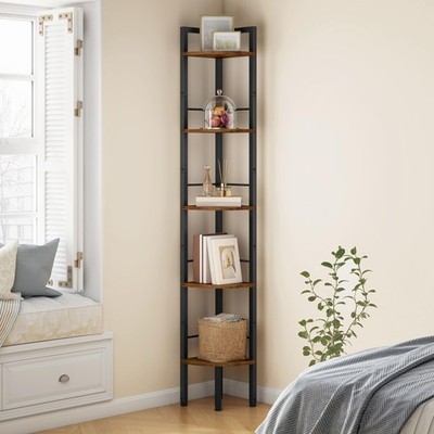 5-Tier Small Corner Shelf Stand - 60.5'' Tall Industrial Corner Display Shelf