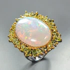 Extra AAAA 30 ct+ Natural Opal Ring 925 Sterling Silver Size 8.75 /R464875