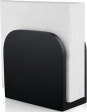 ALELION Black Napkin Holder for Table - Wood Upright Napkin Holders for Kitchen 