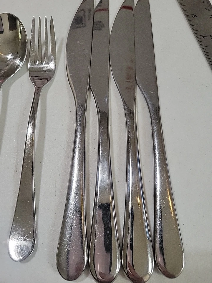6 Pc Set Salad Fork, Spoon & Knife Gourmet Settings GS Mile High Stainless Steel - Image 3 of 4