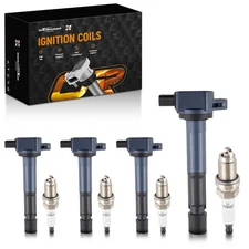 Pack of 4 Ignition Coil + Spark Plugs For Acura TSX 2.4L L4 2004-2008 UF417 6994