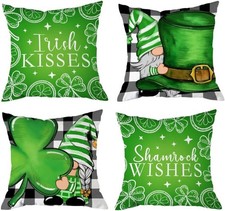 Hexagram St Patricks Day Pillow Covers 18x18, Shamrock Green St Patricks Day Dec