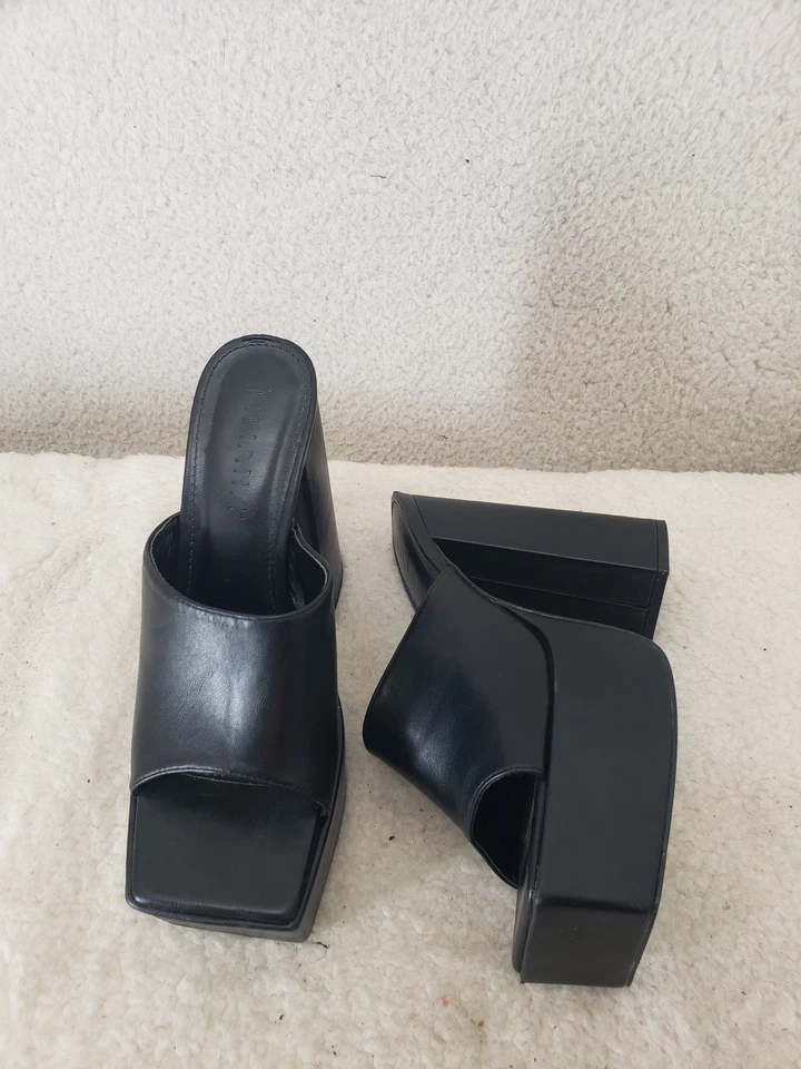 LILIANA Sandalias de Plataforma para Mujer 8 Negras Cuero PU Grueso Tacón Bloque Zapatos Elegantes Foto 4 de 4