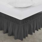 Wrap Around Bed Skirts Elastic Dust Ruffle Wrinkle Free, Twin, Grey
