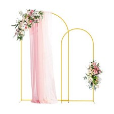Wokceer Wedding Arch Backdrop Stand 7.2FT, 6FT Gold Metal Arch Stand Set of 2...