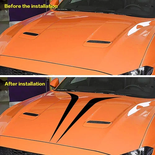 2pcs Black Universal Hood Racing Vinyl Modified Stripe Decor Trim Decal Sticker - Picture 8 of 12