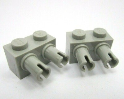 LEGO x2 OldGray Brick Modified 1x2 with Pins Réf 30526 Set 1354 7166 7314 4490
