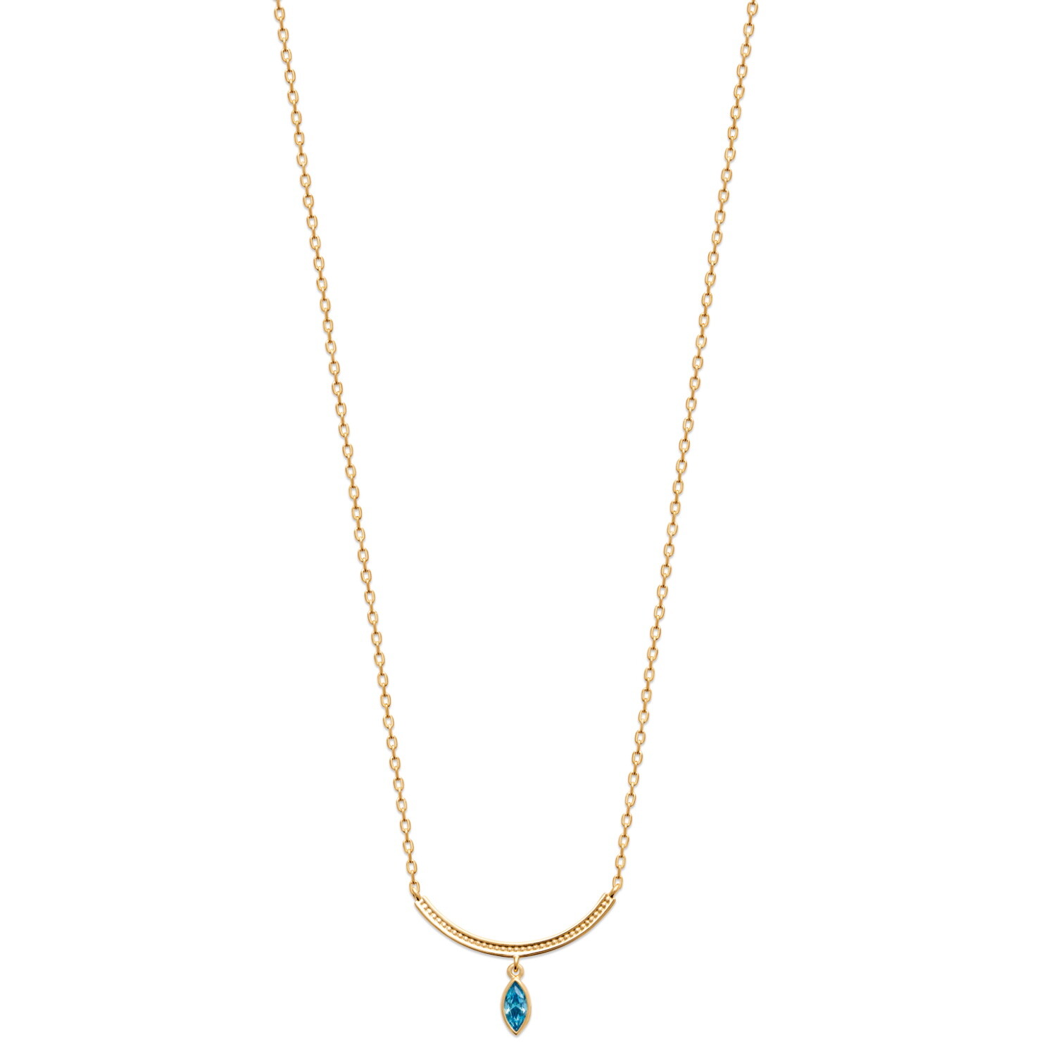Collier zirconium turquoise plaqué or 750/000 femme sans nickel anti-allergie